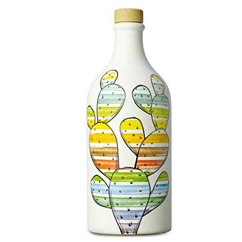 Handgemachter Keramiktonkrug “Fico d'India” mit Monokultivares natives Olivenöl Peranzana 500 ml von MURAGLIA ANTICO FRANTOIO