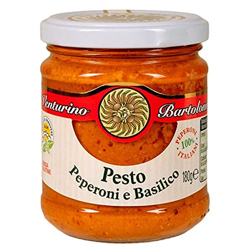 Frantoio Venturino, Pesto mit genuesischem Basilikum DOP und italienischer Paprika, aus Italien, 130 g von Frantoio Venturino