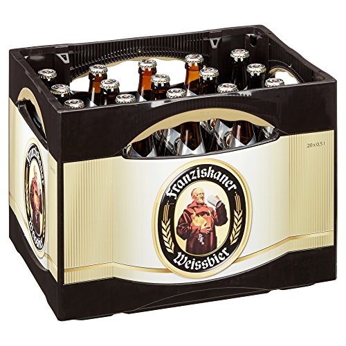 Franziskaner Hefe - Weissbier Kristallklar Flaschenbier, MEHRWEG im Kasten, Kristallweizen Bier aus München (20 x 0.5 l) von Franziskaner