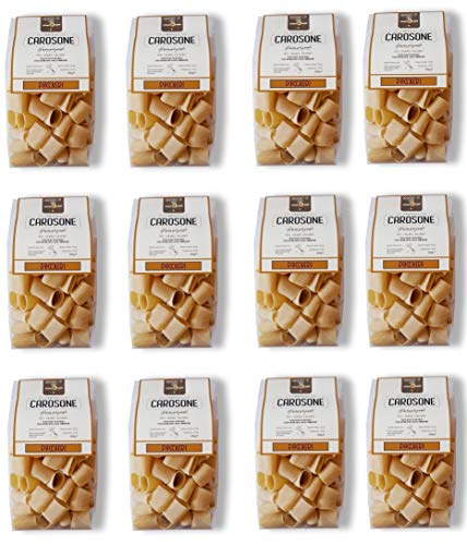 12x Fratelli Carosone Pasta Artigianale Paccheri handwerkliche Hartweizengrieß Pasta 100% italienischer Weizen Bronze Zeichnung Packung mit 500g langsames Trocknen bei niedrigen Temperaturen von Fratelli Carosone