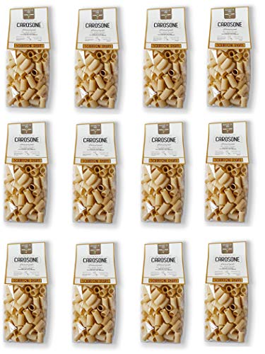 12x Fratelli Carosone Pasta Artigianale Schiaffoni Rigati handwerkliche Hartweizengrieß Pasta 100% italienischer Weizen Bronze Zeichnung Packung mit 500g langsames Trocknen bei niedrigen Temperaturen von Fratelli Carosone