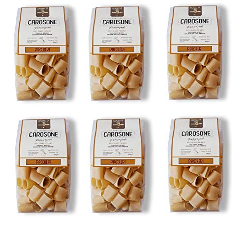 6x Fratelli Carosone Pasta Artigianale Paccheri handwerkliche Hartweizengrieß Pasta 100% italienischer Weizen Bronze Zeichnung Packung mit 500g langsames Trocknen bei niedrigen Temperaturen von Fratelli Carosone