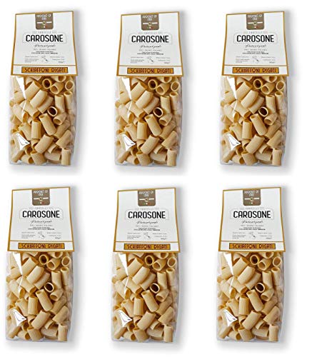 6x Fratelli Carosone Pasta Artigianale Schiaffoni Rigati handwerkliche Hartweizengrieß Pasta 100% italienischer Weizen Bronze Zeichnung Packung mit 500g langsames Trocknen bei niedrigen Temperaturen 6x Fratelli Carosone Pasta Artigianale Schiaffoni Rigati handwerkliche Hartweizengrieß Pasta 100% italienischer Weizen Bronze Zeichnung Packung mit 500g langsames Trocknen bei niedrigen Temperaturen von Fratelli Carosone