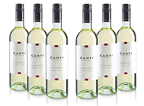 Canti - Italienischer Chardonnay weißer trockener Wein 12%, frischer Geschmack mit fruchtiger Note und noten von Zitrusfrüchten und Äpfeln, 6x750 ml von CANTI