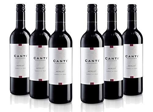 Canti - Merlot italienischer roter trockener Rotwein 11,5%, ausgewogener Geschmack mit einem runden fruchtigen Geschmack, 6x750 ml von CANTI