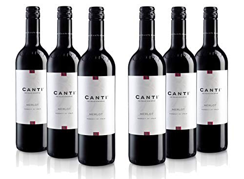Canti - Merlot italienischer roter trockener Rotwein, ausgewogener Geschmack mit einem runden fruchtigen Geschmack, 6x750 ml Canti - Merlot italienischer roter trockener Rotwein, ausgewogener Geschmack mit einem runden fruchtigen Geschmack, 6x750 ml von CANTI