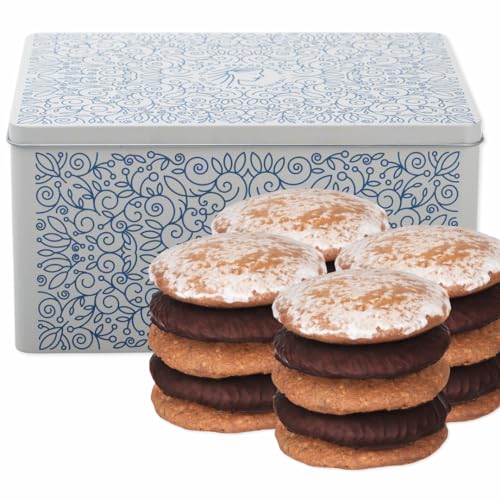 Nürnberger Lebkuchen Truhe - original Nürnberger Mandel Elisen-Lebkuchen - 45% Nussanteil - handgefertigt - prämierte Manufaktur (Edeltruhe "Beige" - Inhalt: Lebkuchen gemischt - 4 x 380 Gramm) von Fraunholz Elisenlebkuchen