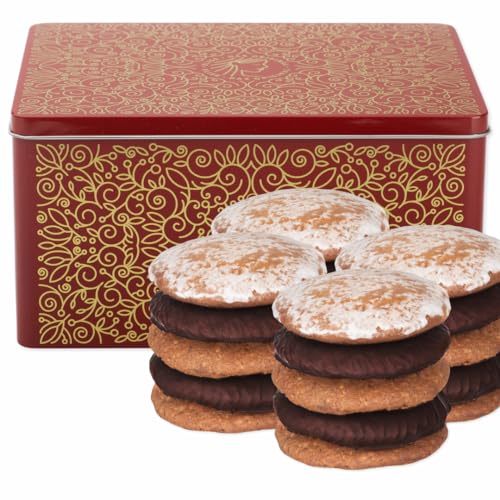 Nürnberger Lebkuchen Truhe - original Nürnberger Mandel Elisen-Lebkuchen - 45% Nussanteil - handgefertigt - prämierte Manufaktur (Edeltruhe "Rot" - Inhalt: Lebkuchen gemischt - 4 x 380 Gramm) von Fraunholz Elisenlebkuchen