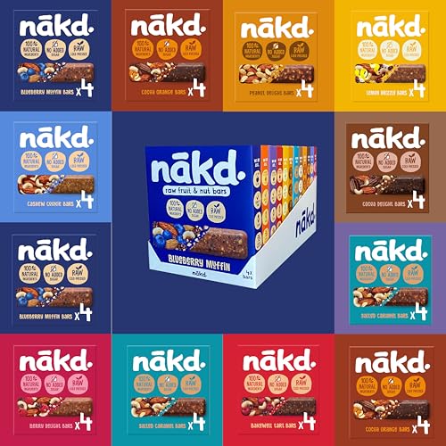 Nakd Bars Nakd Frucht- und Nussriegel Gesunde Snacks für Erwachsene und Kinder. Frühstücksbars Essen. Vegane, milchfreie, weizenfreie, glutenfreie Riegel. (48 Bars) von Free From Direct