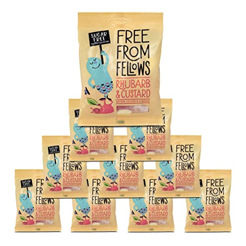 10 x Free From Fellows Sugar Free Rhubarb & Custard Sweets 70g von Free From Fellows