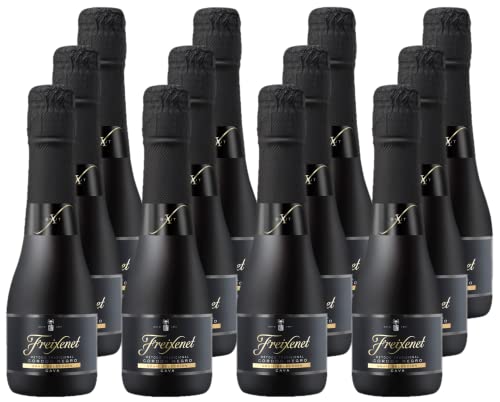 Freixenet Cava Córdon Negro Brut (12 x 0,2 l) - Hochwertiger, spanischer Qualitätschaumwein in praktischer Kleinflasche, Traditionelle Flaschengärung, fruchtig, feinperlig, perfekt zu Fisch von Freixenet