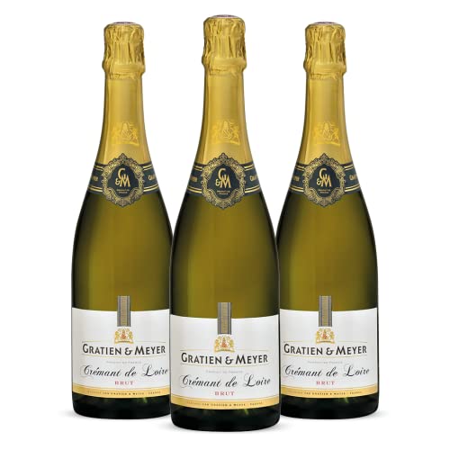 Gratien & Meyer Crémant de Loire A.O.C Brut (3x0,75l) Edler französischer Schaumwein - Cremant auf Champagner Niveau - Frisch fruchtig, Traditionelle Flaschengärung von Freixenet