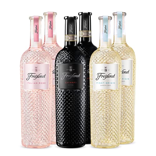 Probierpaket aus 6 Flaschen der Freixenet Italian Wine Collection (6 x 0,75l) - bestehend aus 2 x 0,75l Freixenet Pino Grigio, 2 x 0,75l Freixenet Rosé und 2 x 0,75l Freixenet Chianti, VEGAN von Freixenet