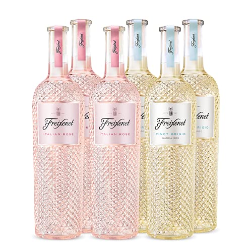 Probierset aus 6 Flaschen der Freixenet Italian Wine Collection (6 x 0,75l) - bestehend aus 3 x 0,75l Freixenet Italien Rosé Wine & 3 x 0,75l Freixenet Pinot Grigio, italienischer Wein, Vegan von Freixenet