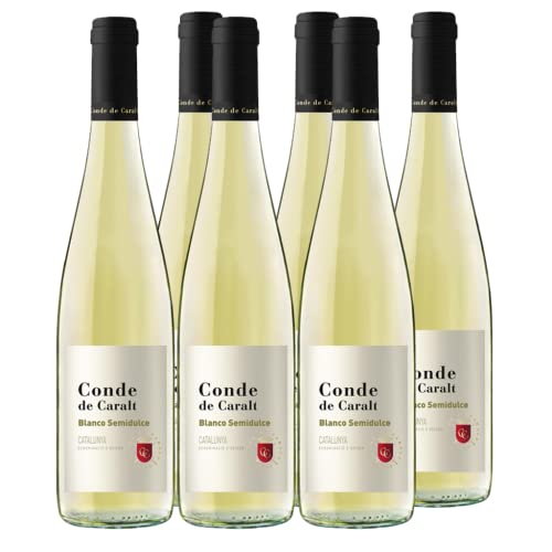 Conde de Caralt Blanco Semidulce D.O. Catalunya Weißwein Halbsüß (6 x 0,75 l), spanischer Weißwein, elegant blumig, ideal als Aperitif oder als Dessertwein, Genuss zu Fisch und asiatischer Küche von Freixenet