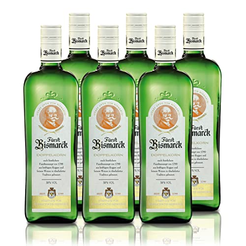 Fürst Bismarck Doppelkorn (6x0,7l) Set 38% vol - Deutscher Premium Korn - aus kräftigem Roggen und feinem Weizen, aromatisch mild und ausgewogen, leicht süßlich von Freixenet