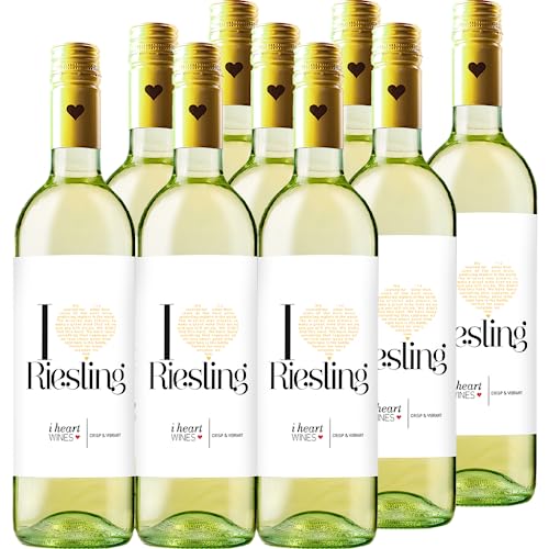 I heart Riesling Wein (9 x 0,75 l) - frischer, trockener Weißwein mit leichter Säure, Aromen von Steinfrüchten, modern, frisch-fruchtig, leicht, passt zu Garnelen, Lachs oder zur asiatischen Küche von Freixenet