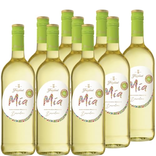 Freixenet Mia Blanco Spanischer Weißwein (9x1,0l) Set - 1,0 Liter Sonder-Edition - Wein, lieblich, jugendlich lebendig und fruchtig frisch, zu spanischen Tapas und leichten Fischgerichten von Freixenet