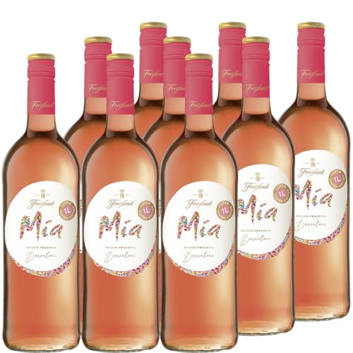 Freixenet Mia Rosado Spanischer Roséwein (9x1,0l) Set - 1,0 Liter Sonder-Edition - Rose, Wein, halbtrocken, jugendlich lebendig und fruchtig-frisch, zu Meeresfrüchten und Fisch oder als Aperitif von Freixenet