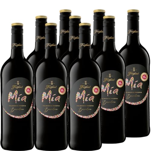 Freixenet Mia Tinto Spanischer Rotwein (9x1,0l) Set - 1,0 Liter Sonder-Edition - Wein, halbtrocken, geschmeidig und ausbalanciert, vollmundig fruchtig, zu spanischen Tapas und mediterranen Gerichten von Freixenet