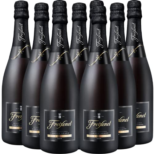 Aktionspaket Freixenet Cava Córdon Negro Brut (9 x 0,75 l) - Edler, spanischer Qualitätsschaumwein, fruchtig und herb mit zarten Hefe- und Honigaromen inkl. einem Flaschen Winter Coat gratis von Freixenet