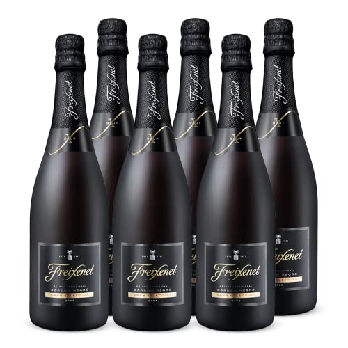 Freixenet Cava Cordón Negro Brut (6x0,75l), Edler trockener spanischer Qualitätschaumwein, Traditionelle Flaschengärung, besonders feinperlig und fruchtig von Freixenet