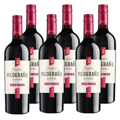 Freixenet Mederaño Tinto Lieblich (6 x 0,75 l) - Lieblicher Rotwein aus Spanien, fruchtig, vollmundig und samtig im Geschmack, perfekt zu Gegrilltem oder Käse von Freixenet