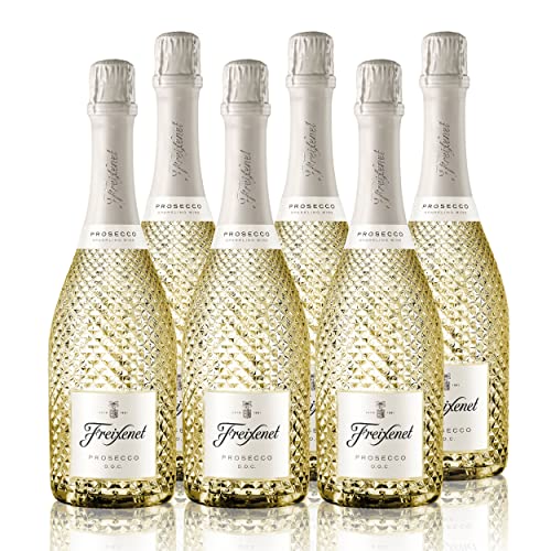 Freixenet Prosecco D.O.C. Veneto Extra Dry (6x0,75l) Set, italienischer Schaumwein aus edlen Glera Trauben aus der Prosecco Region Veneto, in eleganter Schmuck Flasche mit Diamant Optik von Freixenet