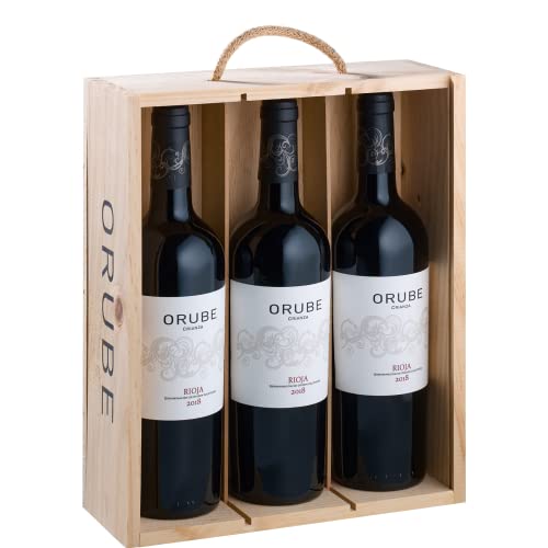 Orube Crianza DOCa Rioja, Spanischer Rotwein, 3er Wein Geschenkset in Holzkiste (3x0,75l) Set, Trocken, Cuvée der höchsten Qualitätsstufe für spanischen Wein, in hochwertiger Geschenke Box von Freixenet