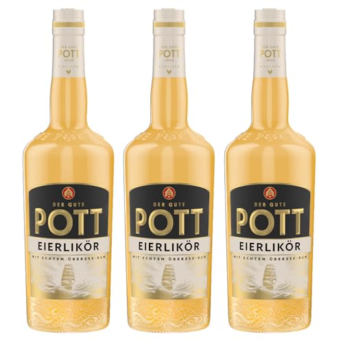 POTT Eierlikör (3x07l) 16% vol - Mit echtem Übersee Rum - Weich, aromatisch, mit feiner Vanillenote, zum Backen, für sahnige Cocktails oder pur genießen, laktosefrei von Freixenet