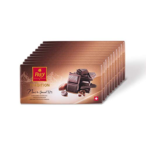 Frey 10x Noir Special 72% Edelbitter-Schokolade - Original Schweizer extra dunkle Schokolade Tafel - Großpackung 10x Schokoladentafeln 100 g - UTZ-zertifiziert - Premium von Frey
