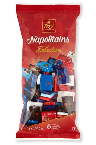Frey 1kg Napolitains Selection Schokolade Mischbeutel - Mini Schokoladentafeln aus 6 Sorten - Schweizer Mini Schokoladen Tafeln - Großpackung 1x 1000 g - UTZ-zertifiziert Frey 1kg Napolitains Selection Schokolade Mischbeutel - Mini Schokoladentafeln aus 6 Sorten - Schweizer Mini Schokoladen Tafeln - Großpackung 1x 1000 g - UTZ-zertifiziert von Frey