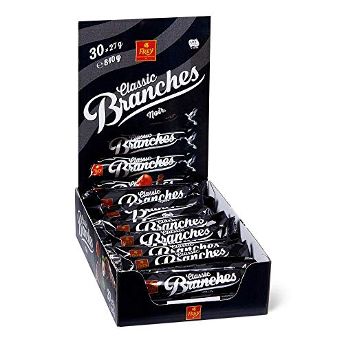 Frey Branches Classic Schokoriegel Noir 30er-Pack - Dunkle Schokoladen-Riegel mit Haselnusscremefüllung - Schweizer Schokolade - Großpackung 30 Stück à 27g einzeln verpackt / 810 g - UTZ-zertifiziert von Frey