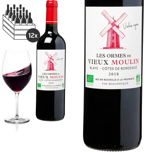 12er Karton 2018 Bio Blaye Côtes de Bordeaux von Les Ormes de Vieux Moulin - Rotwein von Friedrich Kroté