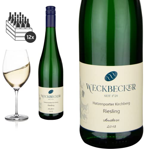 12er Karton 2018 Riesling Auslese süss Hatzenporter Kirchberg Weingut Weckbecker - Weißwein von Friedrich Kroté