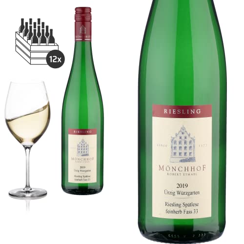12er Karton 2019 Ürzig Würzgarten Riesling Spätlese feinherb Fass 33 Weingut Mönchhof - Weißwein von Friedrich Kroté