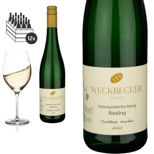 12er Karton 2020 Riesling Spätlese trocken Hatzenporter Kirchberg vov Weingut Weckbecker - Weißwein von Friedrich Kroté