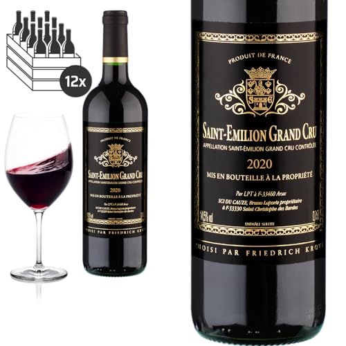 12er Karton 2020 Saint Emilion Grand Cru Etiquette noir - Rotwein von Friedrich Kroté