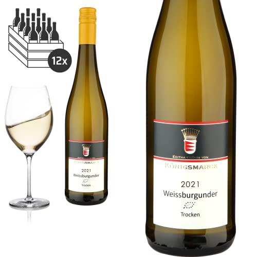12er Karton 2021 Bio Weißburgunder trocken von Editha Gräfin von Königsmarck - Weißwein von Baron-Fuente