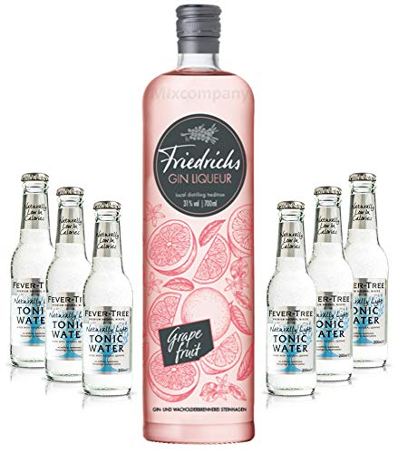 Friedrichs Gin Liqueur Grapefruit 0,7l 700ml (31% Vol) + 6x FEVER-TREE Naturally Light Indian Tonic Water 0,2l MEHRWEG inkl. Pfand Gin Tonic Bar- [Enthält Sulfite] von Friedrichs-Friedrichs