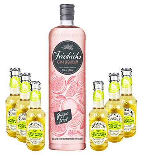 Friedrichs Gin Liqueur Grapefruit 0,7l 700ml (31% Vol) + 6x Fentimans Botanical Tonic Water 0,2l MEHRWEG inkl. Pfand Gin Tonic Bar- [Enthält Sulfite] von Friedrichs-Friedrichs