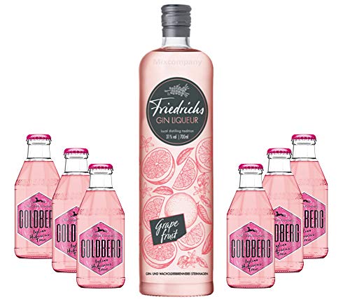 Friedrichs Gin Liqueur Grapefruit 0,7l 700ml (31% Vol) + 6x Goldberg Indian Hibiscus Tonic 0,2l MEHRWEG inkl. Pfand Gin Tonic Bar- [Enthält Sulfite] von Friedrichs-Friedrichs