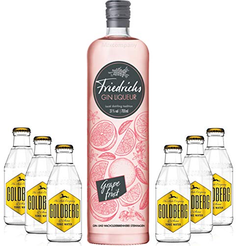 Friedrichs Gin Liqueur Grapefruit 0,7l 700ml (31% Vol) + 6x Goldberg Tonic Water 0,2l MEHRWEG inkl. Pfand Gin Tonic Bar- [Enthält Sulfite] von Friedrichs-Friedrichs