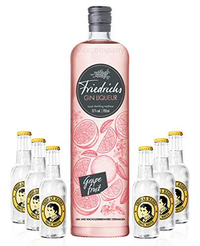 Friedrichs Gin Liqueur Grapefruit 0,7l 700ml (31% Vol) + 6x Thomas Henry Tonic Water 200ml inkl. Pfand MEHRWEG Gin Tonic Bar- [Enthält Sulfite] von Friedrichs-Friedrichs