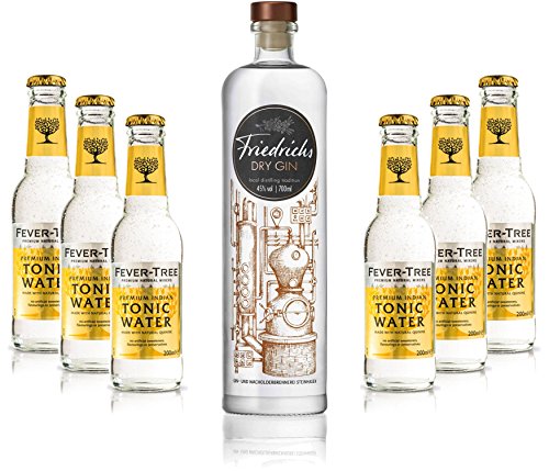 Gin Tonic Set - Friedrichs Dry Gin 0,7l 700ml (45% Vol) + 6x Fever Tree Tonic Water 200ml inkl. Pfand MEHRWEG -[Enthält Sulfite] von Friedrichs-Friedrichs