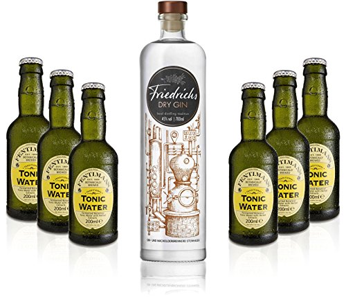 Gin Tonic Set - Friedrichs Dry Gin 0,7l 700ml (45% Vol) + 6x Fentimans Tonic Water 200ml inkl. Pfand MEHRWEG -[Enthält Sulfite] von Friedrichs-Friedrichs