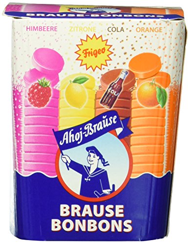 Frigeo Ahoj-Brause, Die Klassiker: runde Brause-Bonbons in den vier Geschmacksrichtungen Zitrone, Orange, Himbeere und Cola, 1-er Pack (1 x 125 g) von Frigeo Ahoj-Brause