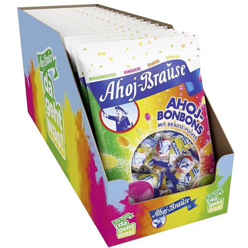 Frigeo Ahoj-Brause Bonbons mit Brause-Pulver – Frucht-Bonbons mit prickelnder Füllung, Brause-Bonbons in vier süß-sauren Geschmacksrichtungen, vegan, im Vorrats-Pack, 15 x 150 g von Frigeo Ahoj-Brause