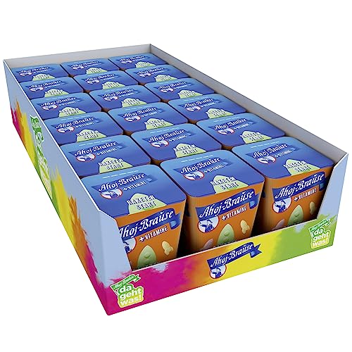 Frigeo Ahoj-Brause Raketenstart – Brause-Bonbons in vier prickelnden, süß-sauren Geschmacksrichtungen, Brausedrops mit Vitaminen und Eisen, vegan, im Vorrats-Pack, 18 x 125 g von Frigeo Ahoj-Brause