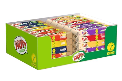 FRITT Vegan 50 x 56g, 100% Vegan, Kaubonbon-Streifen mit Vitamin C, in 6 verschiedenen Geschmacksrichtungen von Fritt